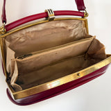 Cherry red vinyl vintage 1940s box handbag