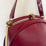 Cherry red vinyl vintage 1940s box handbag