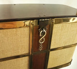 Vintage 1950s tortoiseshell lucite box bag with brass frame