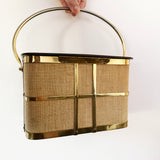 Vintage 1950s tortoiseshell lucite box bag with brass frame