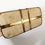 Vintage 1950s tortoiseshell lucite box bag with brass frame