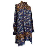 Wallis two-tone floral early 1970s beagle collar smock dress