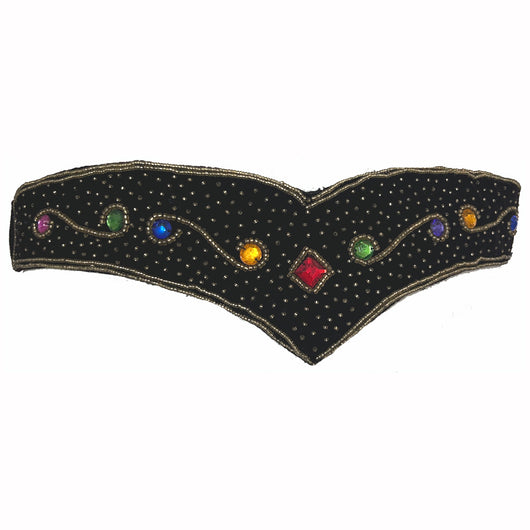 Black velvet bejewelled 1980s waist belt