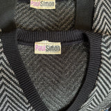 Zigzag silver lurex 1970s twinset tank top and cardigan