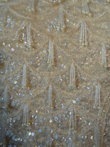 Iridescent cream art deco vintage beaded and sequinned 1950s wool top