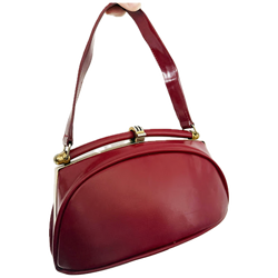 Cherry red vinyl vintage 1940s box handbag