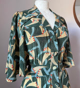 Lee Bender at Bus Stop rare vintage 1970s Art Deco geometric flutter sleeve day dress