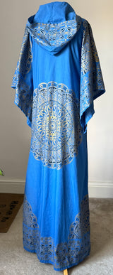 Rare Mina of England Carnaby Street 1960s/70s hooded mandala print cotton kaftan gown
