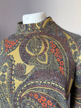 Orange, yellow and grey paisley psychedelic unworn vintage 1960s day dress