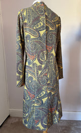 Orange, yellow and grey paisley psychedelic unworn vintage 1960s day dress