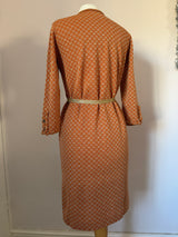 Orange and gold lurex vintage 1960s belted sweater dress