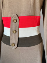 Fudge brown mod colourblock waist unworn 1960s day dress
