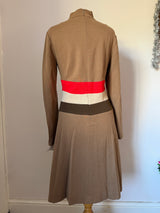 Fudge brown mod colourblock waist unworn 1960s day dress