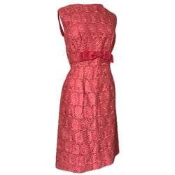 Raspberry red 1960s broderie anglaise shift dress
