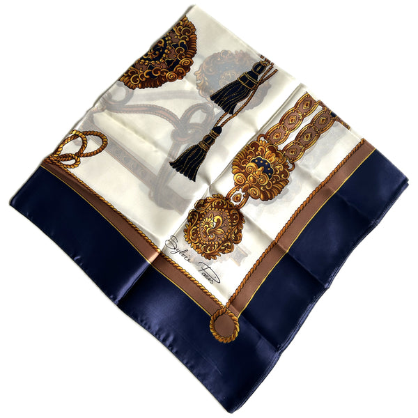 Regalia print vintage 1980s satin acetate square scarf - Candy Says Vintage Clothing UK