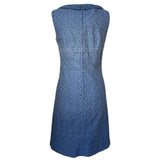 Blue cotton vintage 1960s shift dress with statement collar