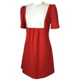 Red and white striped bib panel vintage 1960s mini dress