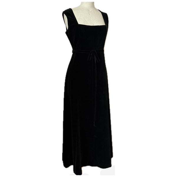 Clothes by Samuel Sherman black cotton velvet 1960s pinafore dress