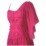 Barbie pink vintage 1980s asymmetric chiffon party dress