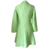 Apple green vintage 1960s mod embroidered mini dress and jacket suit