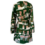 Mini-robe à motifs abstraits vert forêt du début des années 1970