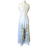 Screen printed 1970s Bagshaws of St Lucia white maxi dress
