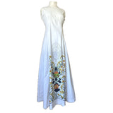Screen printed 1970s Bagshaws of St Lucia white maxi dress