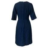 Robe de jour en laine bouclée bleu marine des années 1960