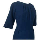 Navy blue bouclé wool 1960s day dress