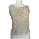 Iridescent cream art deco vintage beaded and sequinned 1950s wool top
