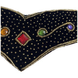 Black velvet bejewelled 1980s waist belt