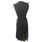 Black and gold sunray pleat 1970s disco dress