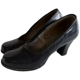 Classic black leather vintage 1940s babydoll heeled shoes UK 5