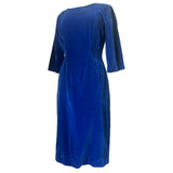 Robe ondulée vintage en velours bleu cobalt des années 1960