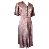 Irridescent pink vintage 1940s pagoda jacquard day dress