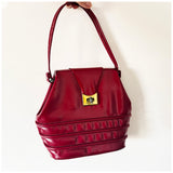 Deco cherry red vinyl vintage 1940s handbag