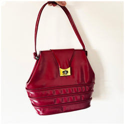 Deco cherry red vinyl vintage 1940s handbag