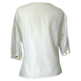White nylon mod peekaboo lace vintage 1960s blouse