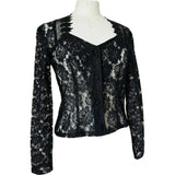 Black roses lace vintage 1980s goth blouse