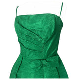 Hypnotic emerald green 1950s bow hip evening dress