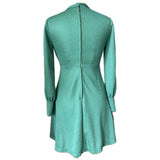 Jade green vintage 1960s keyhole neckline mini dress