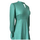 Jade green vintage 1960s keyhole neckline mini dress