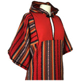 Hippy vintage 1970s hooded kaftan style maxi dress