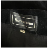 Robe en velours de coton noir Horrockses des années 1950 avec garniture bleu électrique