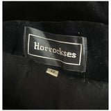 Horrockses 1950s black cotton velvet dress with electric blue trim