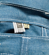 Vintage 1970s light blue denim cotton flares with front patch pockets