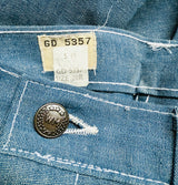 Vintage 1970s light blue denim cotton flares with front patch pockets