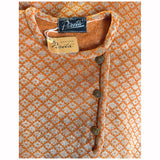 Orange and gold lurex vintage 1960s belted sweater dress