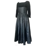 Robe de soirée vintage des années 1950 en velours noir et acétate rayé