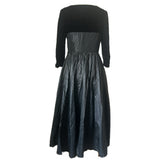 Robe de soirée vintage des années 1950 en velours noir et acétate rayé